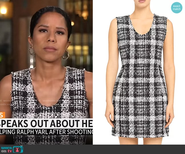 Theory Sculpt Rubber Tweed Dress worn by Adriana Diaz on CBS Mornings