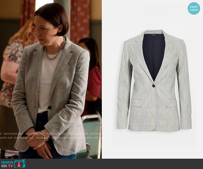 Theory Staple Blazer in Multi worn by Olivia Elliot (Rebecca Henderson) on Single Drunk Female