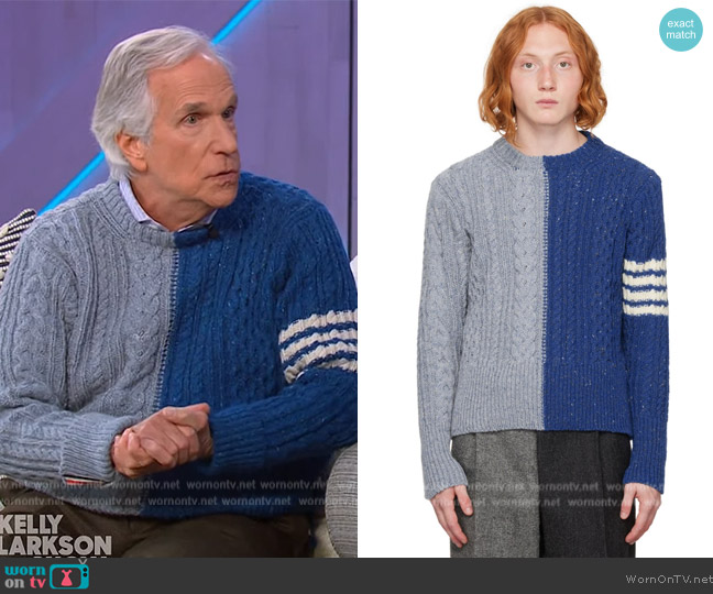 Thom Browne Blue 4-Bar Sweater worn by Henry Winkler on The Kelly Clarkson Show