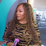 Jody Watley’s tiger stripe sweater on Access Hollywood