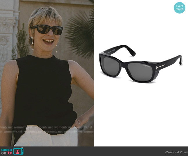 Tom Ford Carson Acetate Wraparound Sunglasses worn by Annabelle Dexter-Jones (Annabelle Dexter-Jones) on Succession