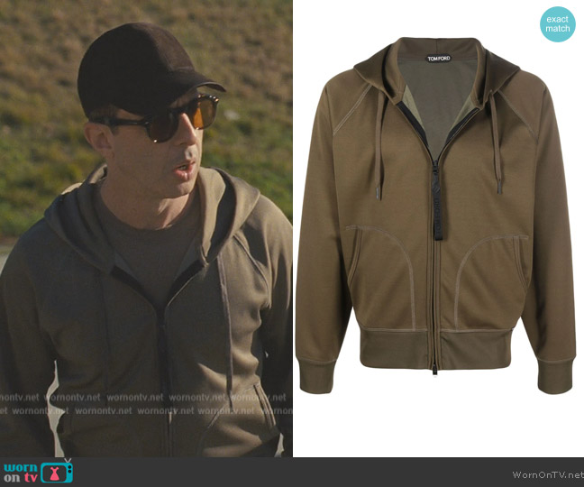 Tom Ford Logo-tape Drawstring Hoodie worn by Kendall Roy (Jeremy Strong) on Succession