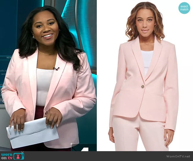 Tommy Hilfiger One-Button Blazer in Ballerina Pink worn by Kay Angrum on NBC News Daily