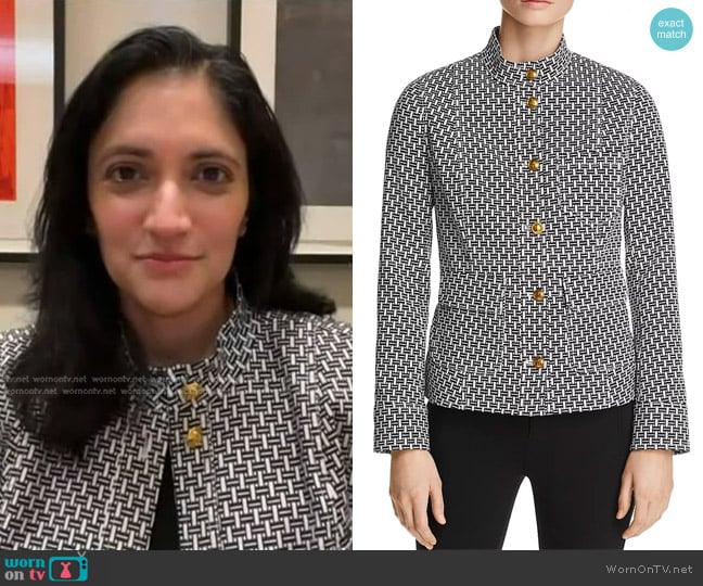 Tory Burch Cameron Crosshatch-Print Jacket worn by Dr. Kavita Patel on NBC News Daily