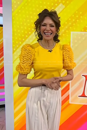 Tracy McMillan’s yellow ruffle sleeve top on Today