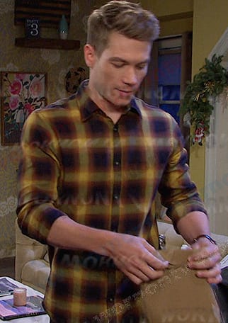 Tripp's yellow plaid shirt on Days of our Lives