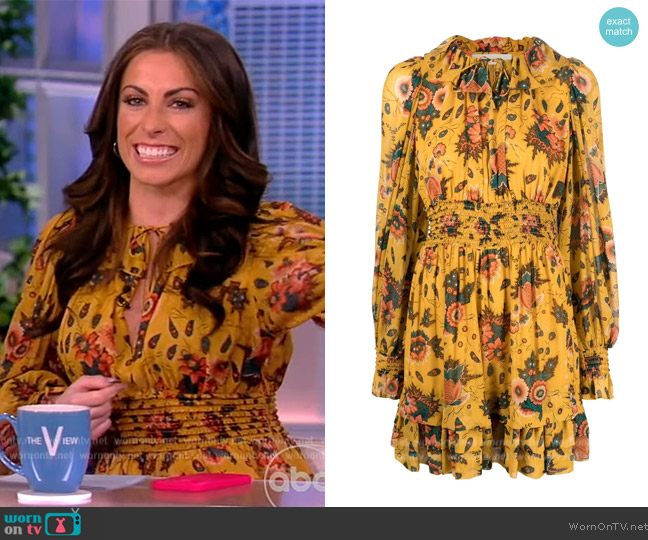 Ulla Johnson Adara floral silk chiffon minidress worn by Alyssa Farah Griffin on The View