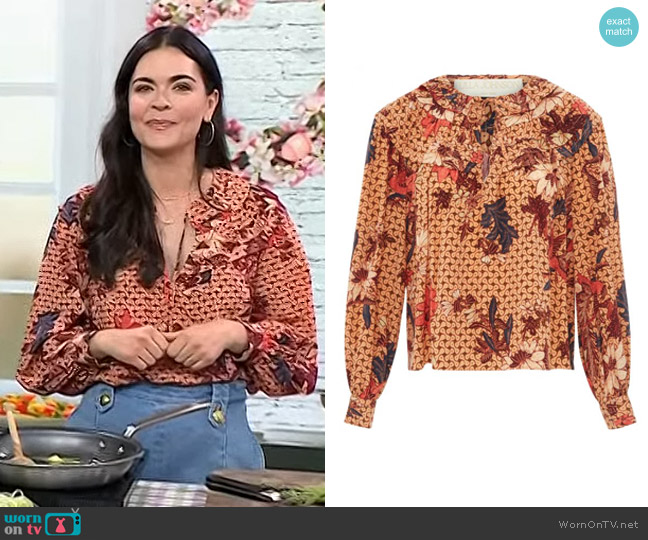 Ulla Johnson Aria Silk Blouse in Provence Pink worn by Katie Lee Biegel on Today