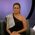 Vanessa Lachey’s black embellished bow shoulder dress on Today