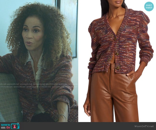 Veronica Beard Amosa V-Neck Cardigan worn by Lena Adams Foster (Sherri Saum) on Good Trouble