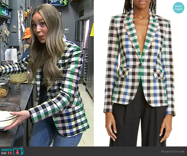 Veronica Beard Check Cutaway Cotton Blend Dickey Jacket worn by Skyler Oppenheim on Today