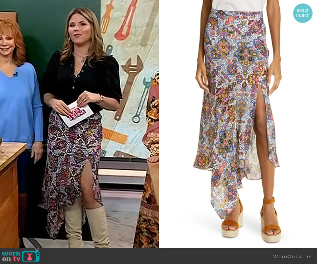 Veronica Beard Mac Mixed Paisley Asymmetric Skirt worn by Jenna Bush Hager on Today