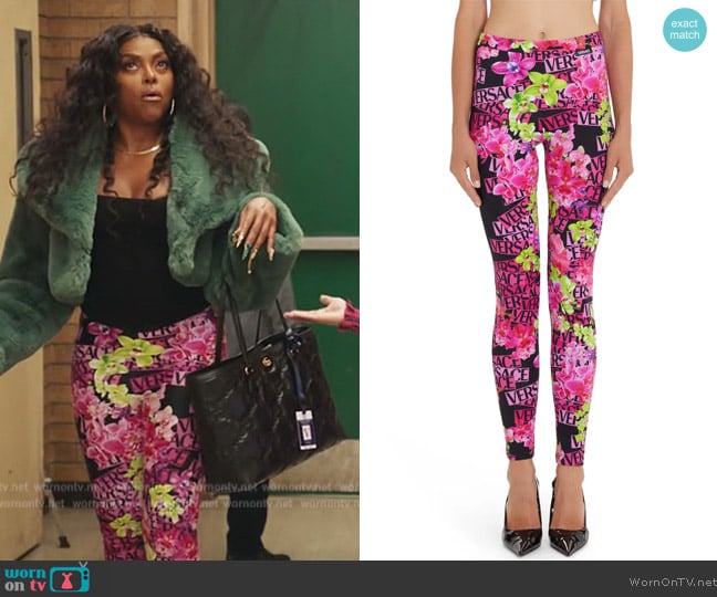 Versace Orchid Print Leggings worn by Vanetta (Taraji P. Henson) on Abbott Elementary