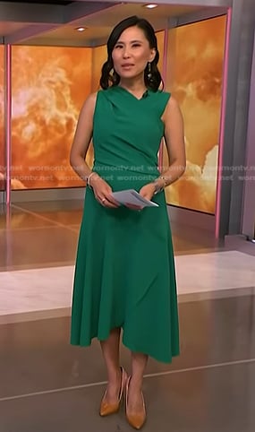 Vicky’s green asymmetric midi dress on Today