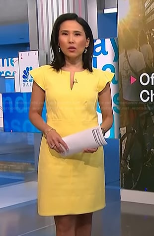 Vicky’s yellow flutter sleeve dress on NBC News Daily