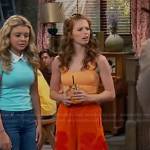 Victoria’s orange wide-leg pants on Bunkd