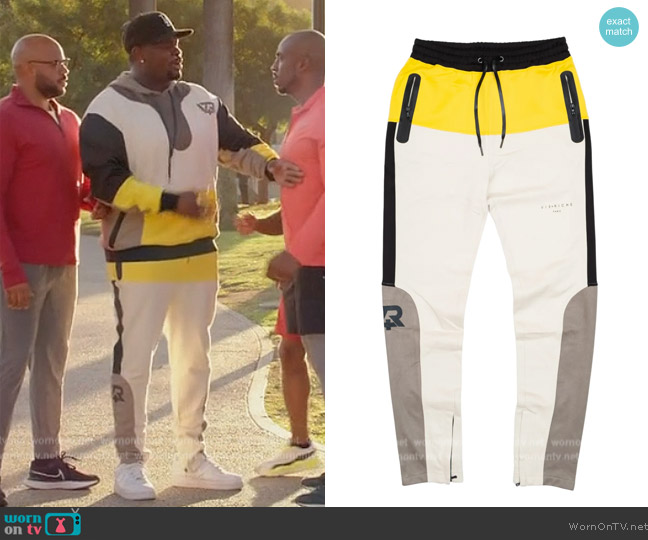 Vieriche Earth tone track pant worn by Sherm Jones (Carl Tart) on Grand Crew