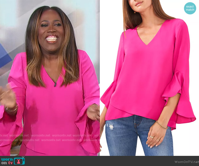 WornOnTV: Sheryl’s pink flutter sleeve blouse on The Talk | Sheryl ...