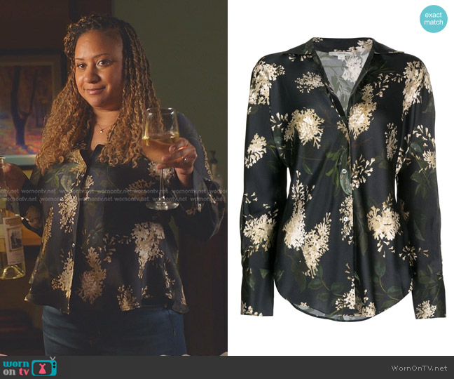 Vince Lilac Bias Long Sleeve Blouse worn by Karen Wilson (Tracie Thoms) on 9-1-1