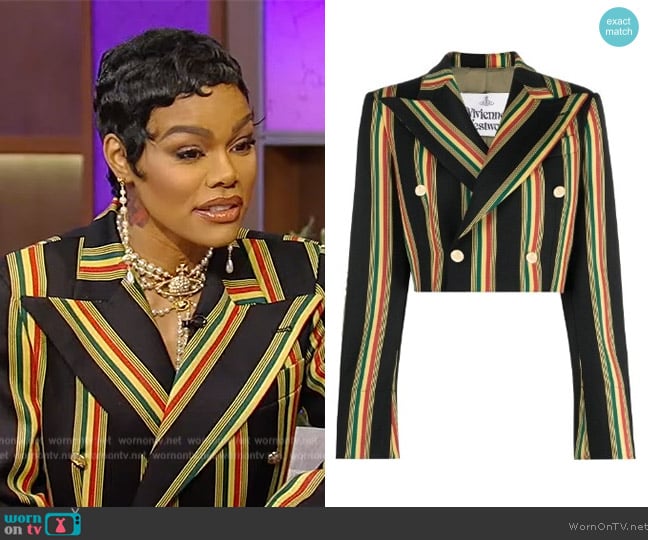 Vivienne Westwood Cropped double-breasted blazer worn by Teyana Taylor on Tamron Hall Show