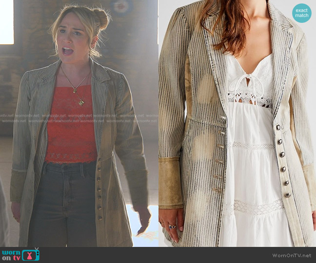 We The Free Blues Town Railroad Jacket worn by Davia (Emma Hunton) on Good Trouble