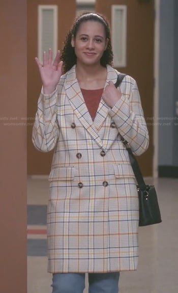 white plaid double breasted coat on Greys Anatomy