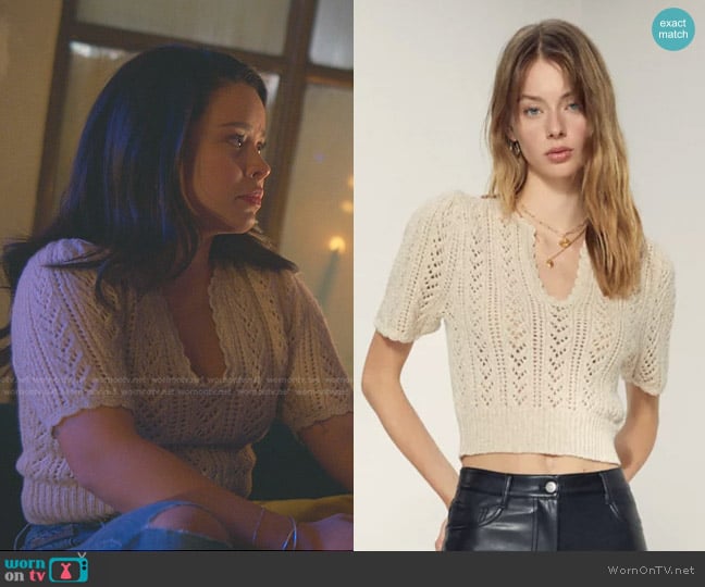 Wilfred Crochet V-Neck Sweater worn by Mariana Foster (Cierra Ramirez) on Good Trouble