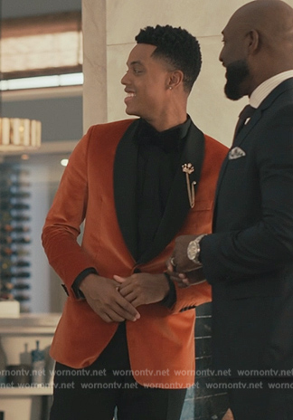 Will's orange velvet tuxedo blazer on Bel-Air
