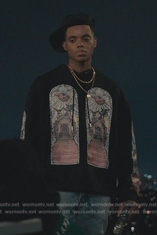 Will's black window graphic hoodie on Bel-Air