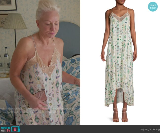 Zadig and Voltaire Risty Kilim High-Low Slip Dress worn by Margaret Josephs on The Real Housewives of New Jersey