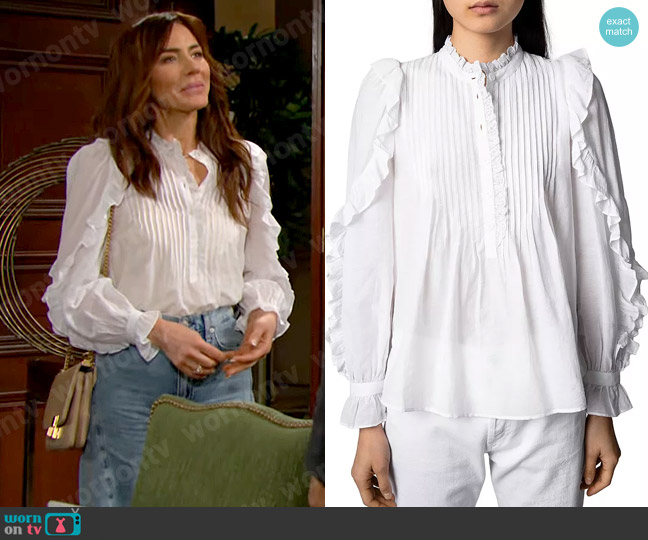 Zadig & Voltaire Timmy Tomboy Top in Judo worn by Taylor Hayes (Krista Allen) on The Bold and the Beautiful