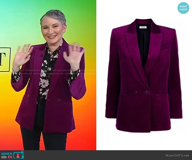 Zadig & Voltaire Visko Double-Breasted Velvet Blazer worn by Clea Shearer on Today