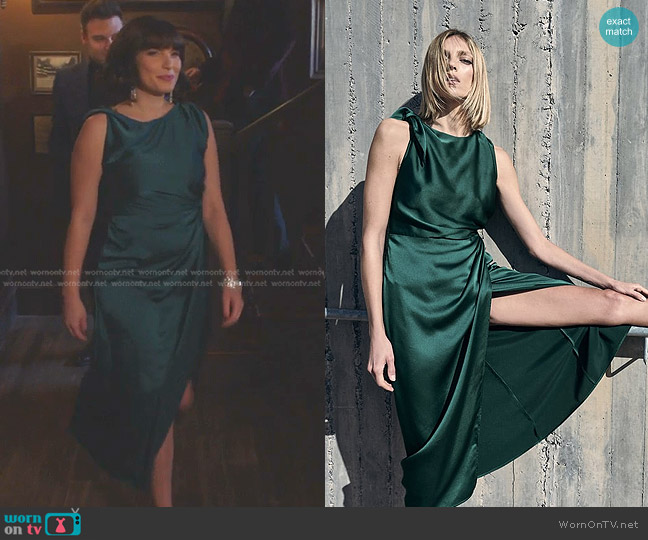 Zara Draped Satin Effect Dress worn by Julie Rosen (Gilli Messer) on 9-1-1