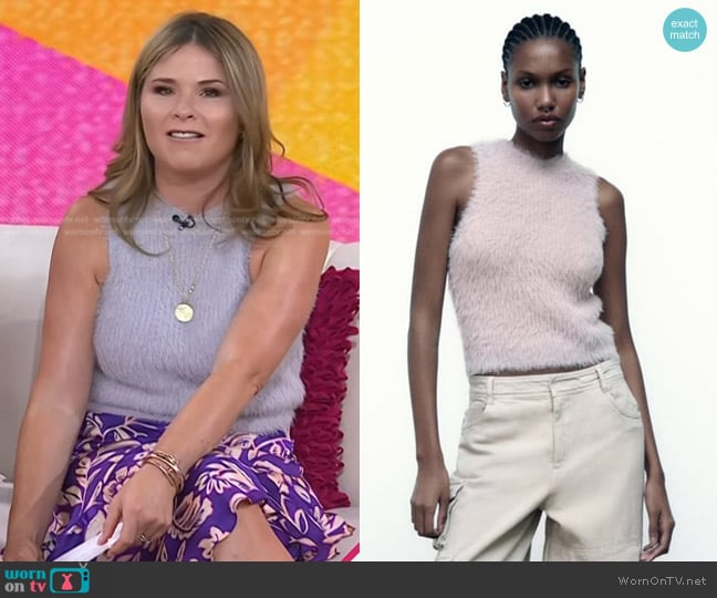 Zara Faux Fur Top worn by Jenna Bush Hager on Today