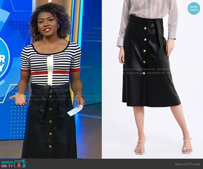 Zara Faux Leather Skirt worn by Janai Norman on Good Morning America