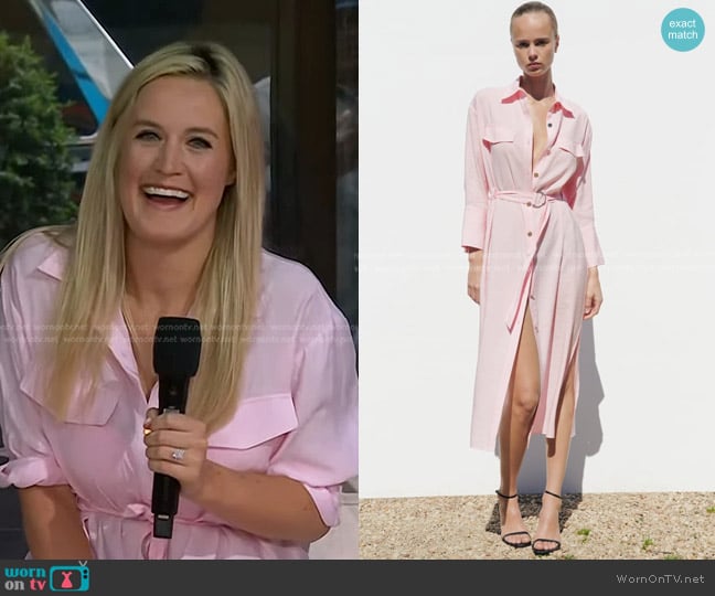 Zara Midi Shirt Dress in Pastel Pink worn by Kelsey Murphy on Today