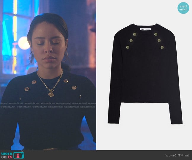 Zara Ribbed Sweater with Buttons worn by Mariana Foster (Cierra Ramirez) on Good Trouble