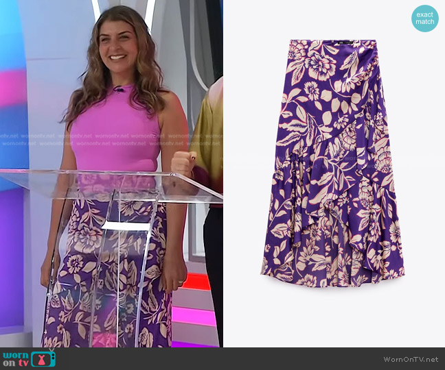 Zara Printed Skirt with Ruffle Trims worn by Allison Berger on Today