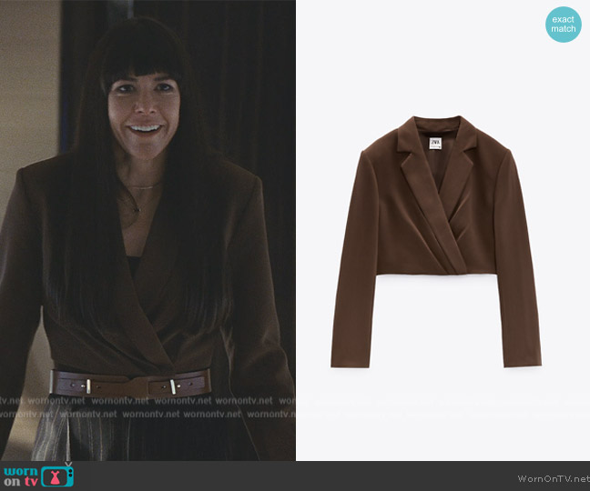 Zara Cropped Blazer worn by Kerry (Zoe Winters) on Succession