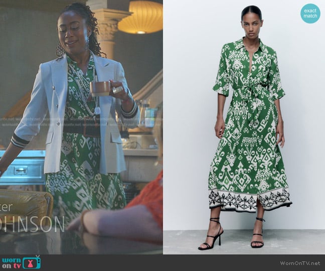 Zara Long Print Dress worn by Malika Williams (Zuri Adele) on Good Trouble