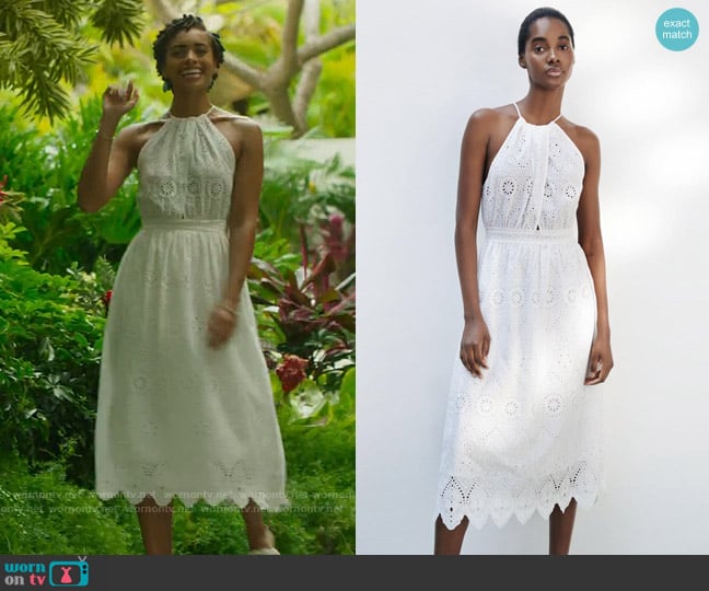 Zara Openwork Embroidered Dress worn by Ruby Akuda (Kiara Barnes) on Fantasy Island