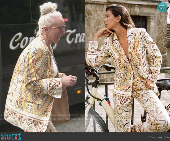 Zara Ecru Printed Blazer worn by Margaret Josephs on The Real Housewives of New Jersey