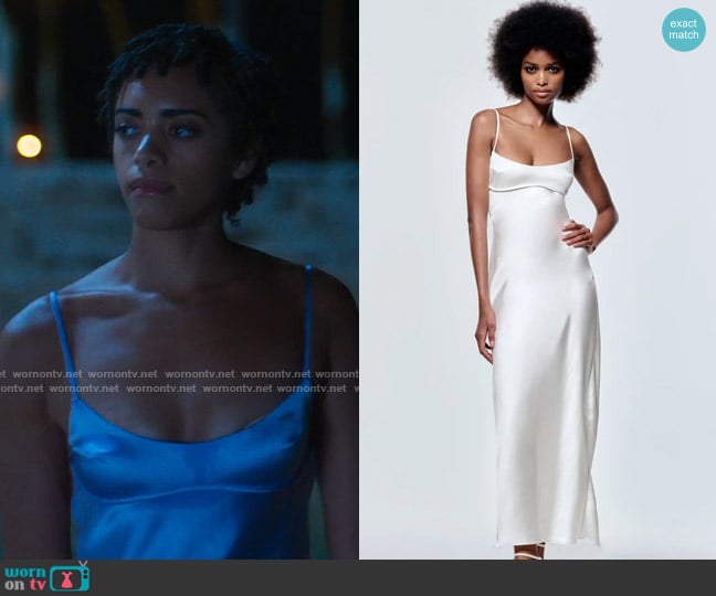 Zara Satin Effect Cut Out Dress worn by Ruby Akuda (Kiara Barnes) on Fantasy Island