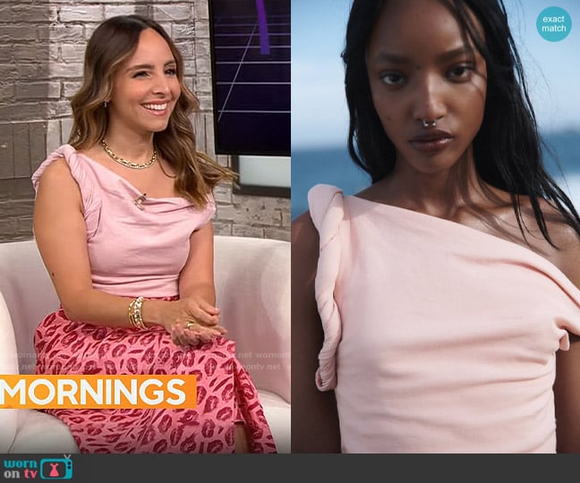 Zara Twisted Linen Blend Top worn by Lilliana Vazquez on CBS Mornings