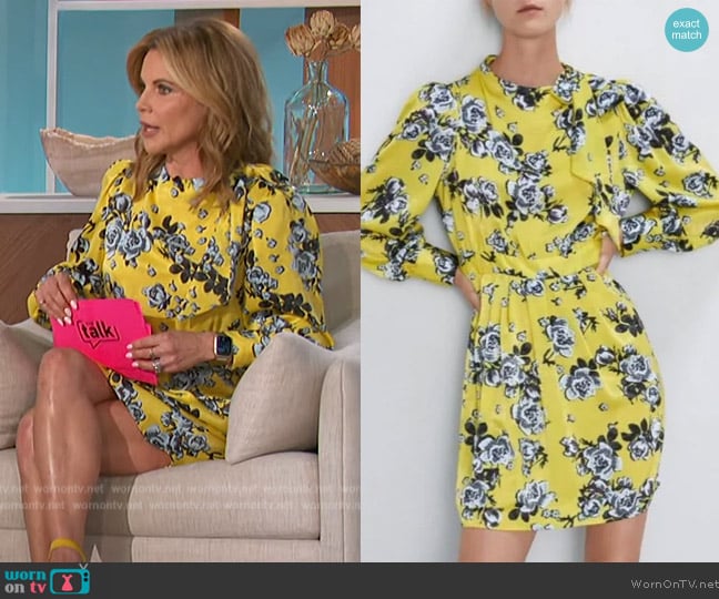 Zara Floral Yellow Dress worn by Natalie Morales on The Talk