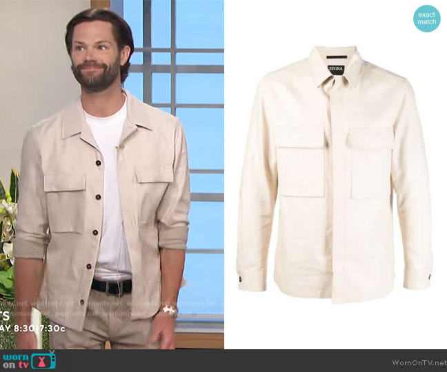 Zegna Flap-pockets Linen Shirt worn by Jared Padalecki on The Talk