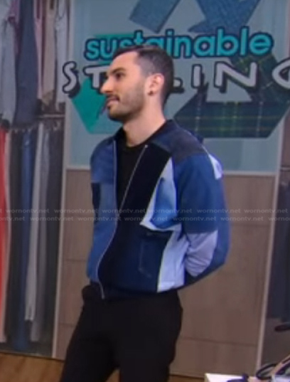 Daniel Silverstein’s blue patchwork bomber jacket on Good Morning America