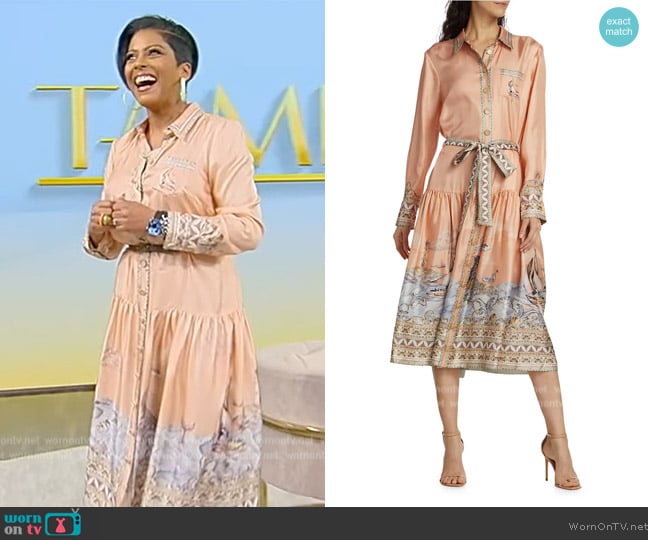 Zimmermann High Tide Odyssey-print shirt dress worn by Tamron Hall on Tamron Hall Show