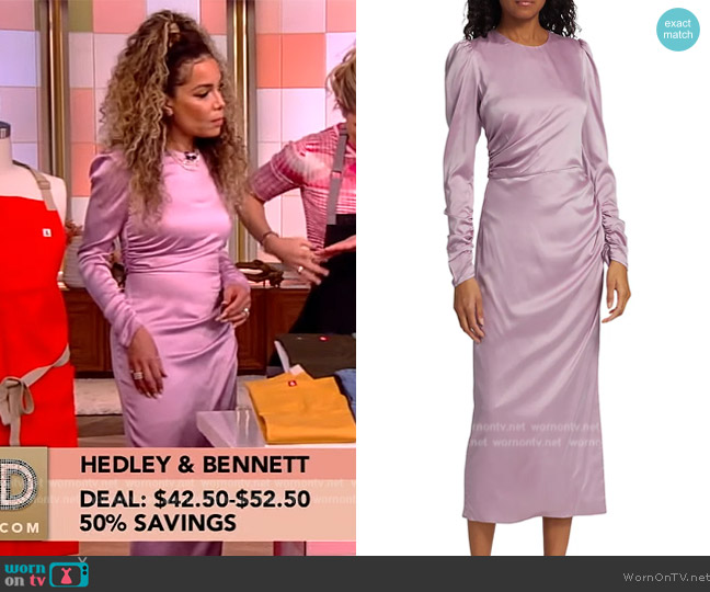 Zimmermann Ruched Silk Midi Dress worn by Sunny Hostin on The View