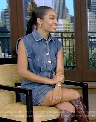 Yara Shahidi's denim mini dress on Live with Kelly and Mark